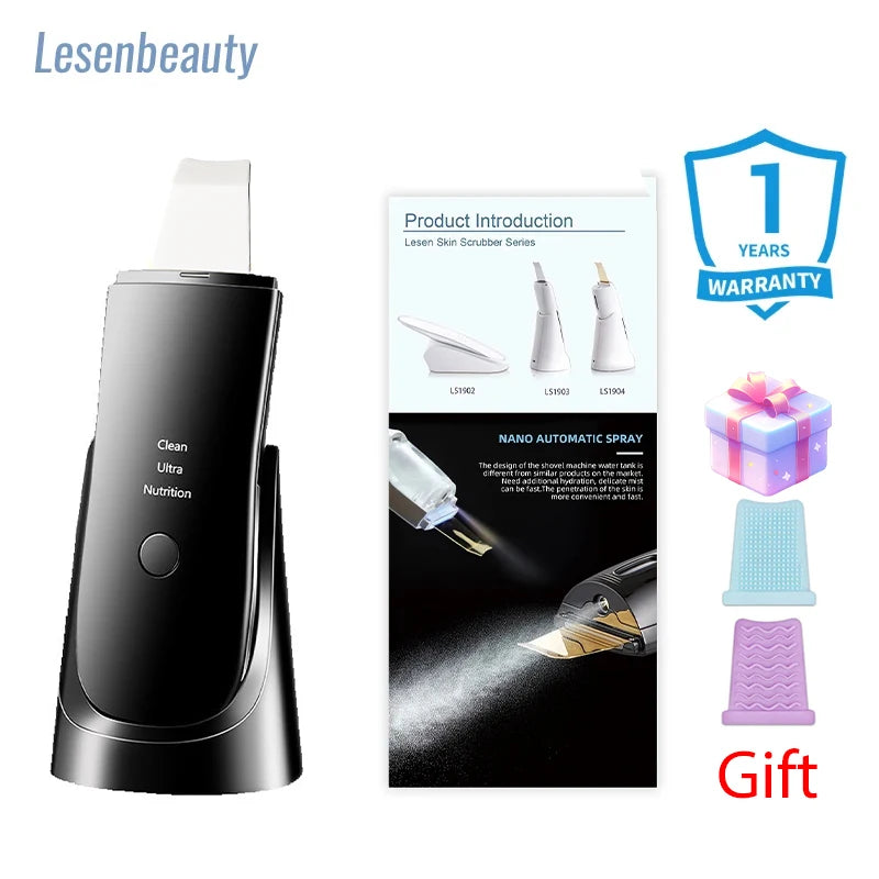 Lesen Ultrasonic Face Cleaner Skin Scrubber Ultrasound Vibration Lifting Massager Ultrasound Peeling Clean Tone Lift Scrubber DermaStorm