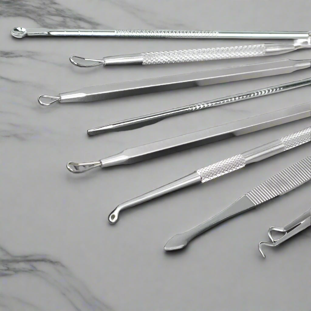 8pcs/set Blackhead Comedone Acne Pimple Blackhead Remover Tool Spoon for Face Skin Care Tool Needles Facial Pore Cleaner  FitiqueFit