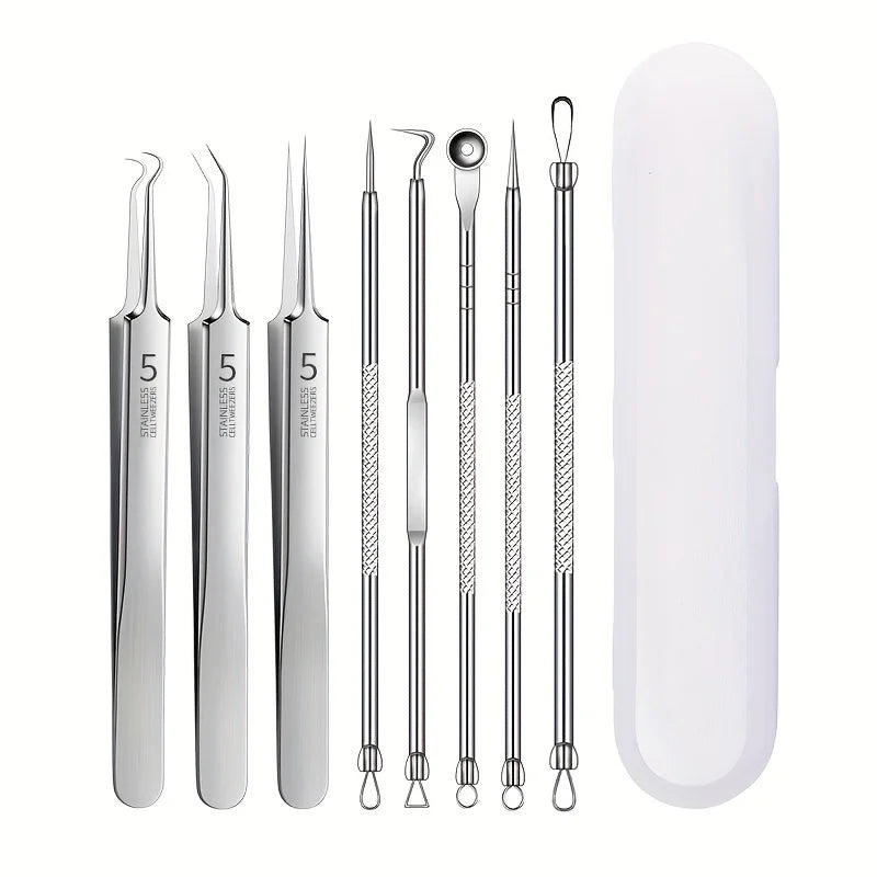 Stainless Steel Blackhead Removal Kit, Blemish and Acne Bottle Tool for All Skin Types, 8-Pack  FitiqueFit