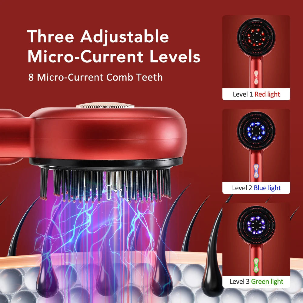 Electric Vibration Massage Comb 3 Color Light Therapy Hair Growth Massage Scalp Brush Anti Hair Loss Care Liquid Oil Applicator DermaStorm