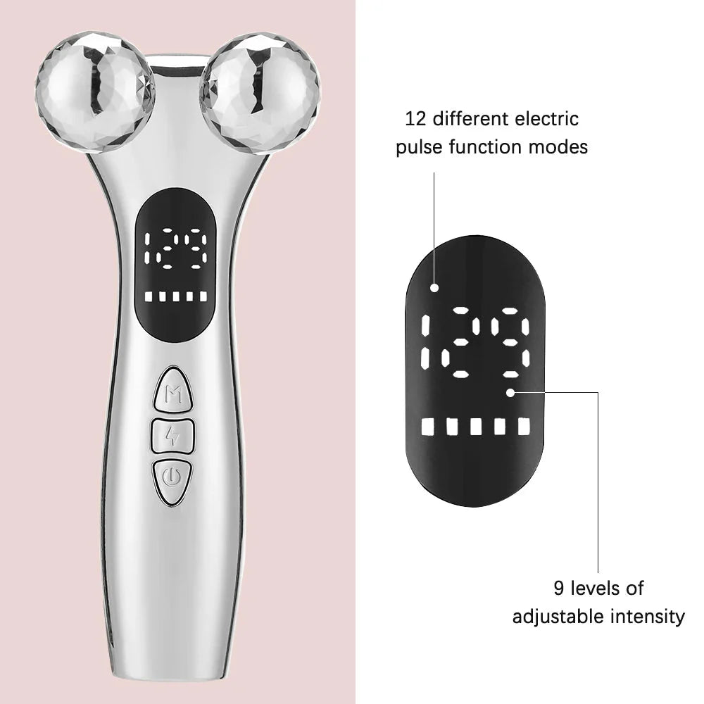 Electric Facial Micro-current Beauty Instrument LED Display Face Lift Roller Massager Skin Tighten Massage Beauty Devices  FitiqueFit