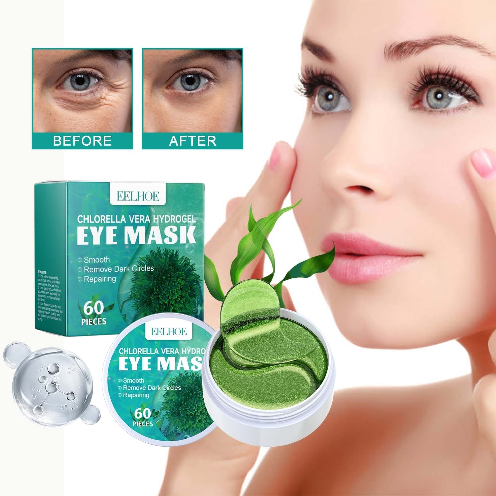Chlorella Vera Hydrogel Eye Mask – Hydrating, Brightening & Anti-Puffiness  FitiqueFit